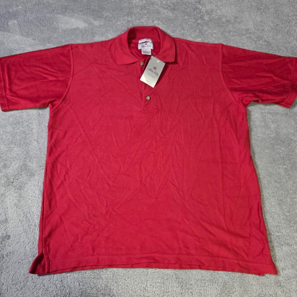 Allen Solly Mens Large Polo Shirt Red Pima‎ Cotton Short Sleeve Platinum New